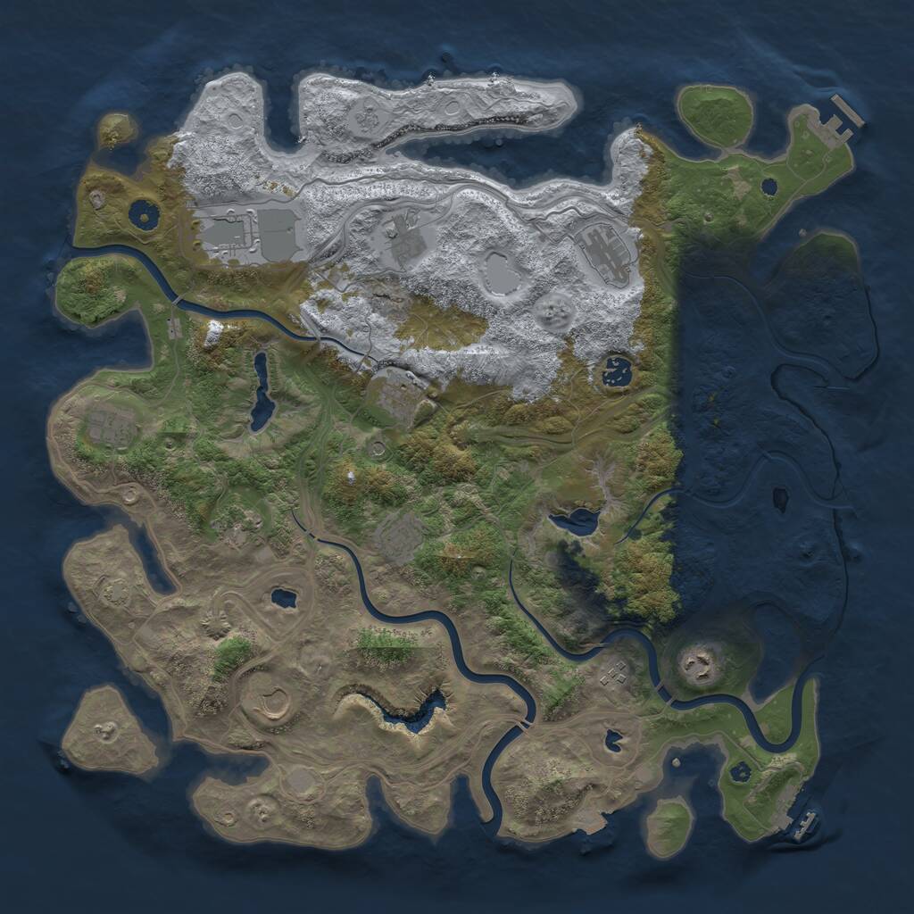 Rust Map: Procedural Map, Size: 4500, Seed: 597418997, 17 Monuments