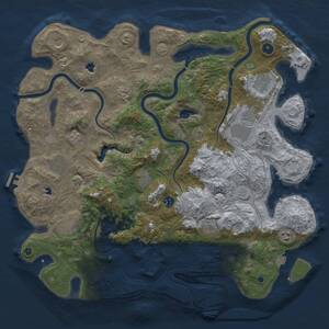 Thumbnail Rust Map: Procedural Map, Size: 4500, Seed: 418906897, 17 Monuments