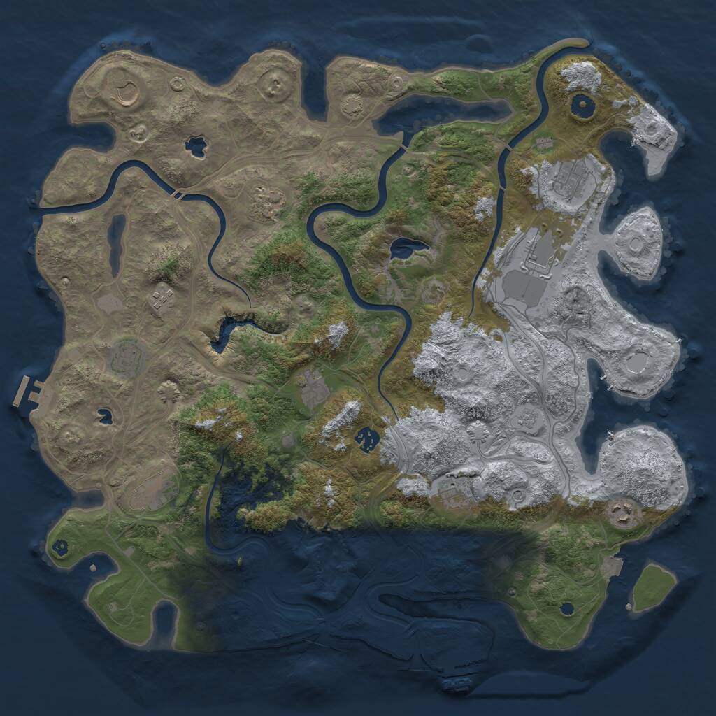 Rust Map: Procedural Map, Size: 4500, Seed: 418906897, 17 Monuments