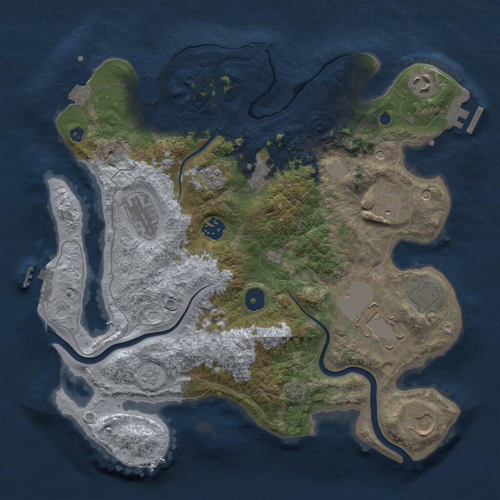 Rust Map: Procedural Map, Size: 3500, Seed: 1366950189, 15 Monuments