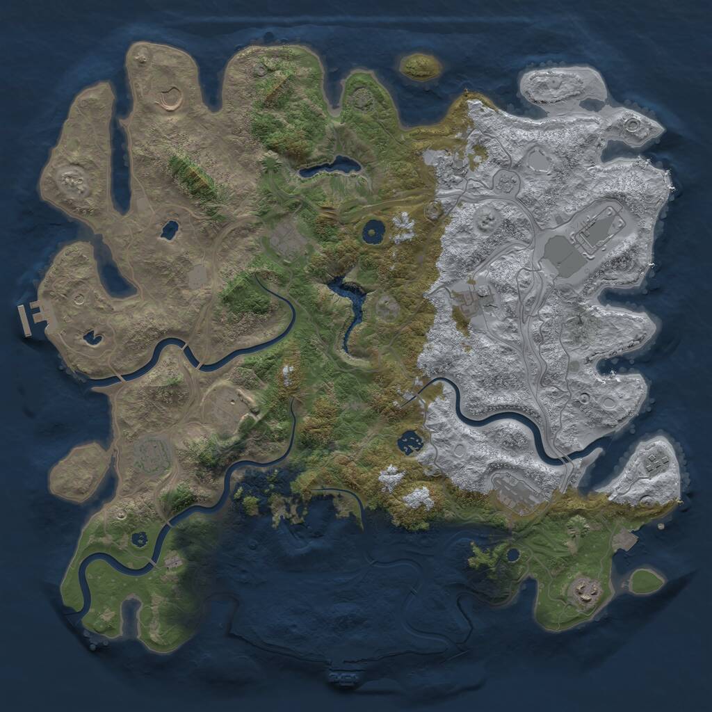 Rust Map: Procedural Map, Size: 4500, Seed: 725118677, 17 Monuments