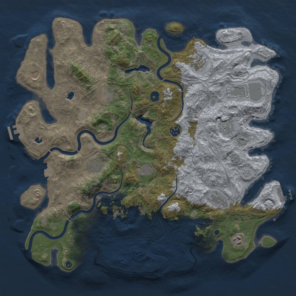 Rust Map: Procedural Map, Size: 4500, Seed: 725118677, 17 Monuments