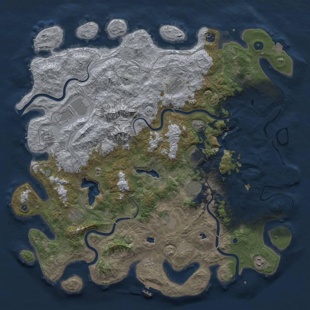 Rust Map: Procedural Map, Size: 5000, Seed: 1665217758, 16 Monuments