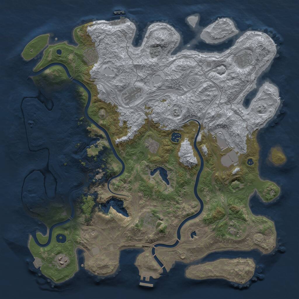 Rust Map: Procedural Map, Size: 4500, Seed: 465762274, 16 Monuments