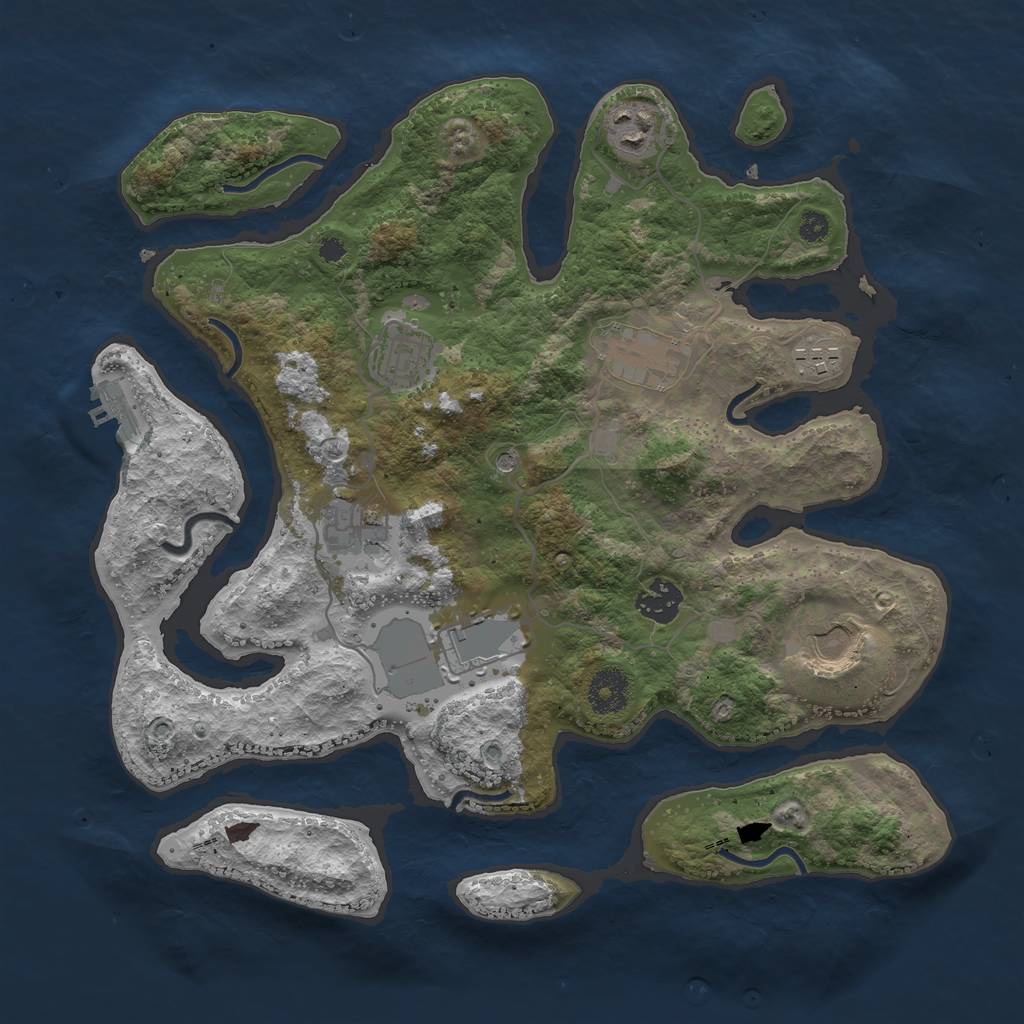 Rust Map: Procedural Map, Size: 3500, Seed: 699666, 12 Monuments