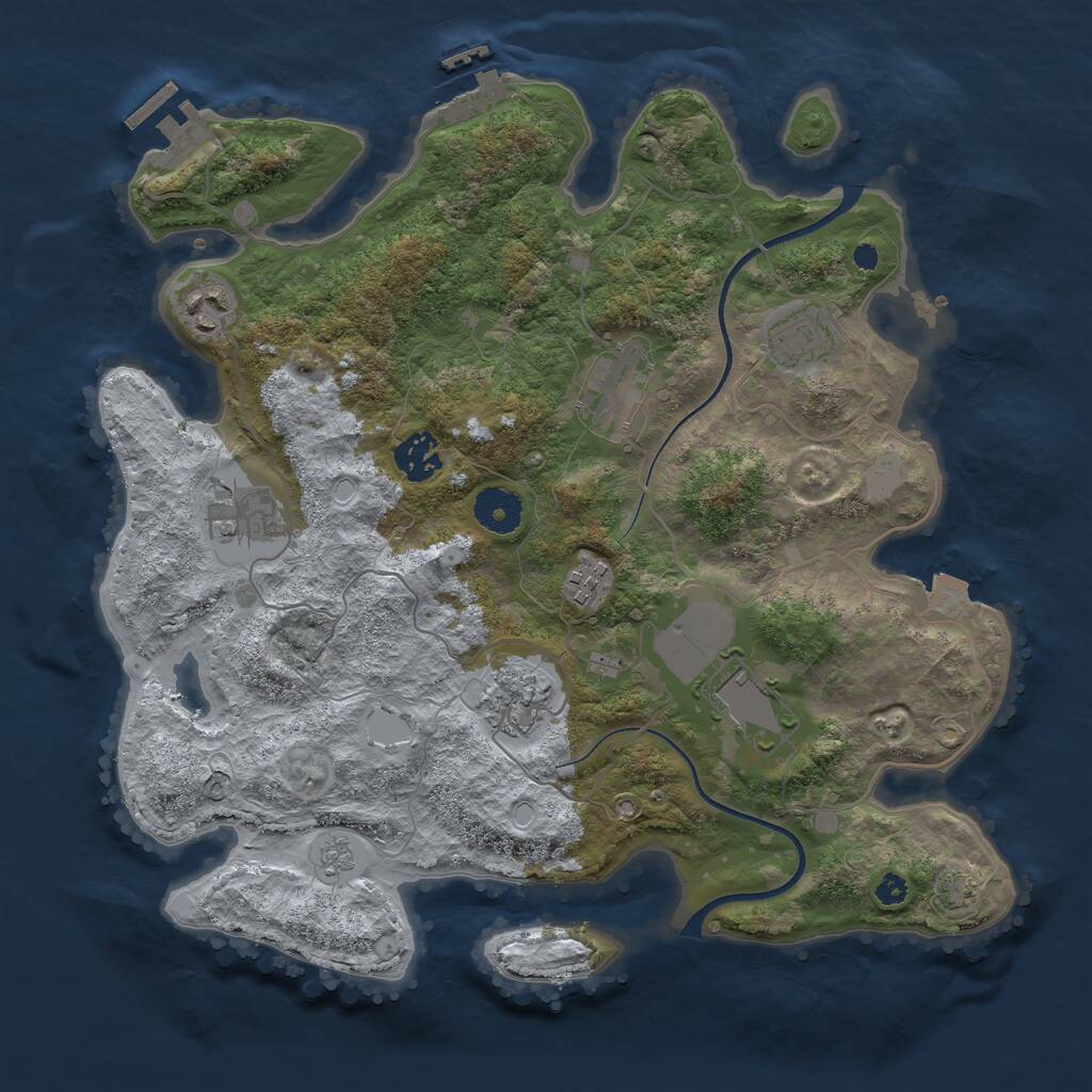 Rust Map: Procedural Map, Size: 3500, Seed: 699666, 13 Monuments