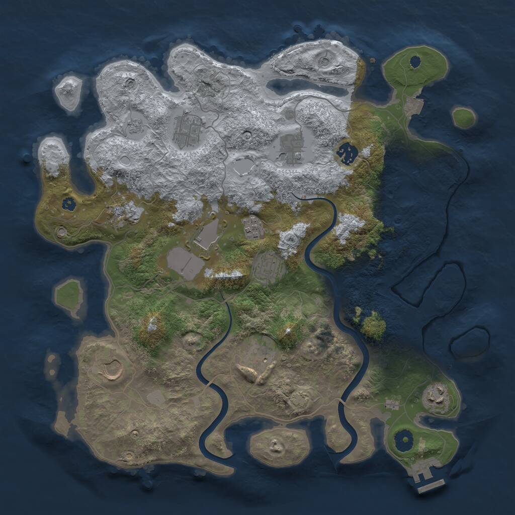Rust Map: Procedural Map, Size: 3750, Seed: 1827348503, 15 Monuments