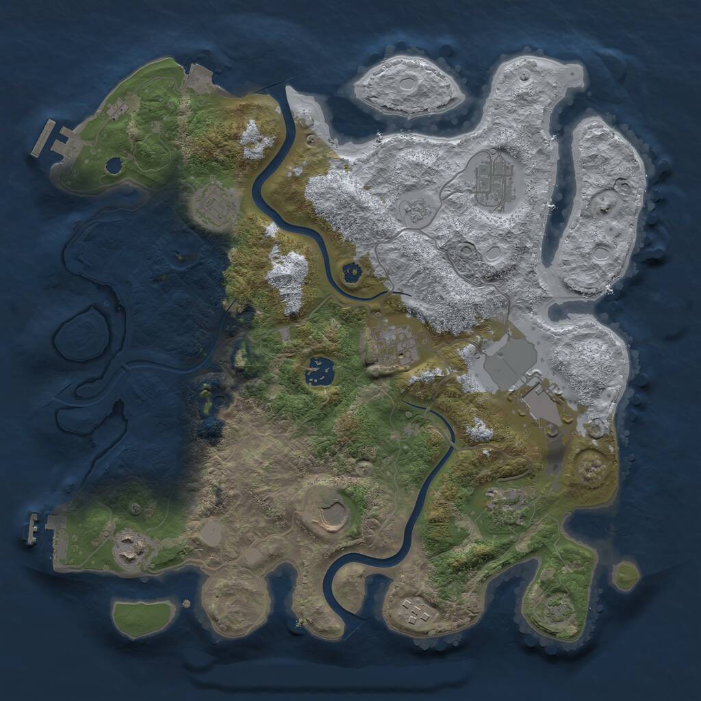 Rust Map: Procedural Map, Size: 3500, Seed: 517761426, 15 Monuments