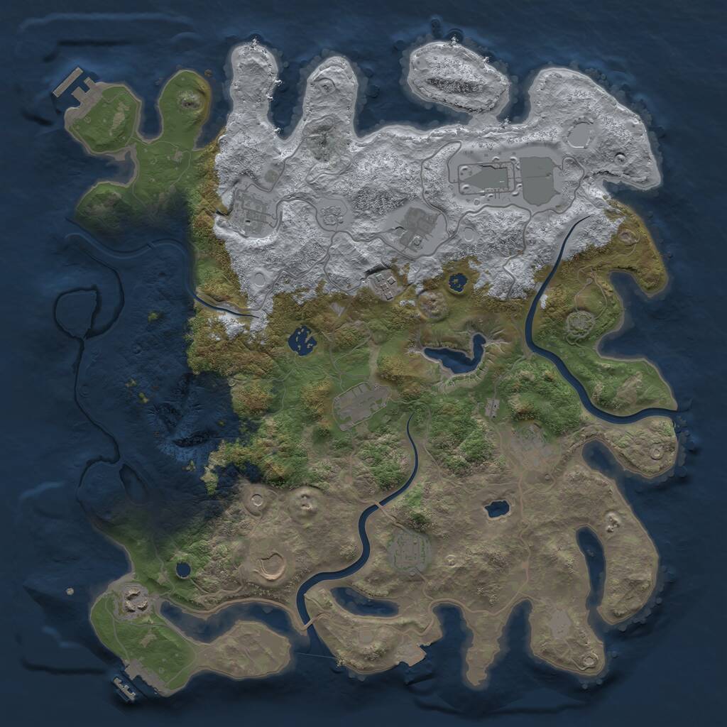 Rust Map: Procedural Map, Size: 4000, Seed: 1985147221, 16 Monuments
