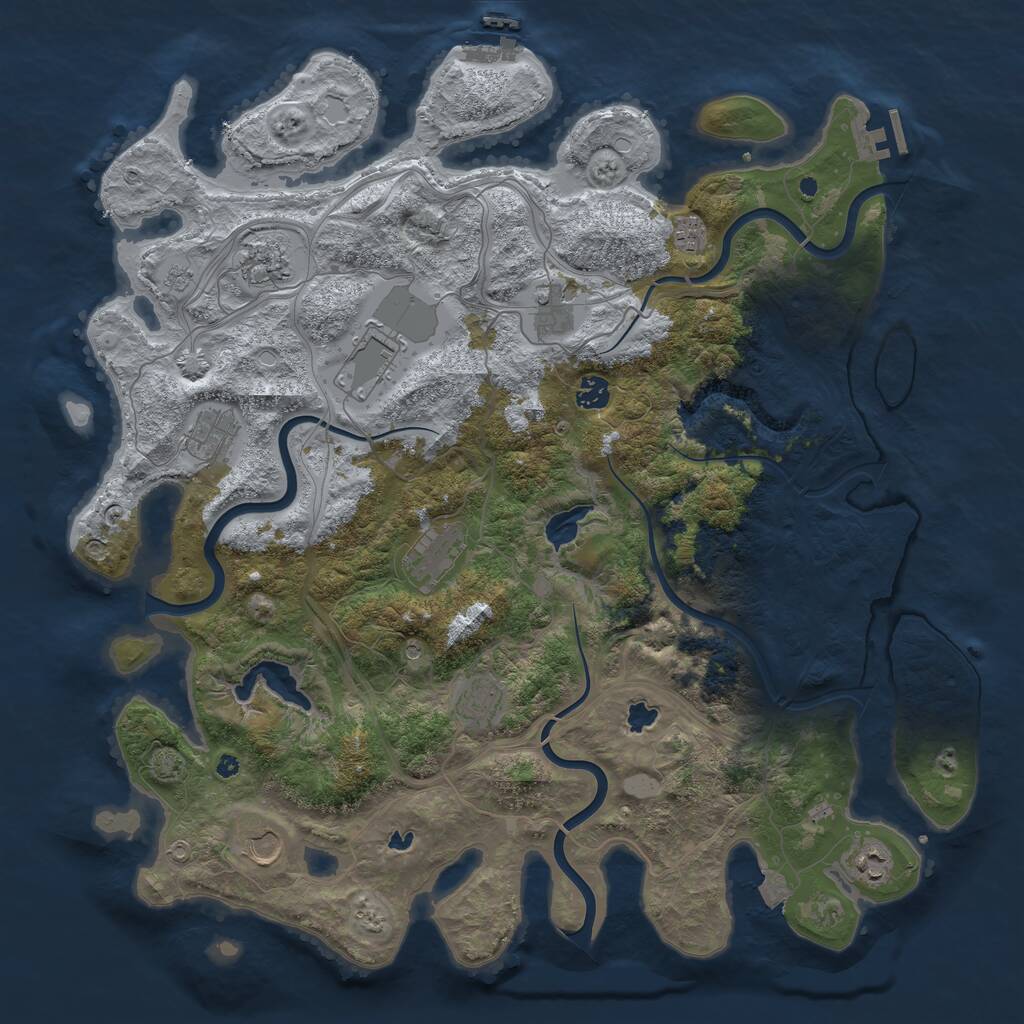 Rust Map: Procedural Map, Size: 4500, Seed: 301618143, 16 Monuments