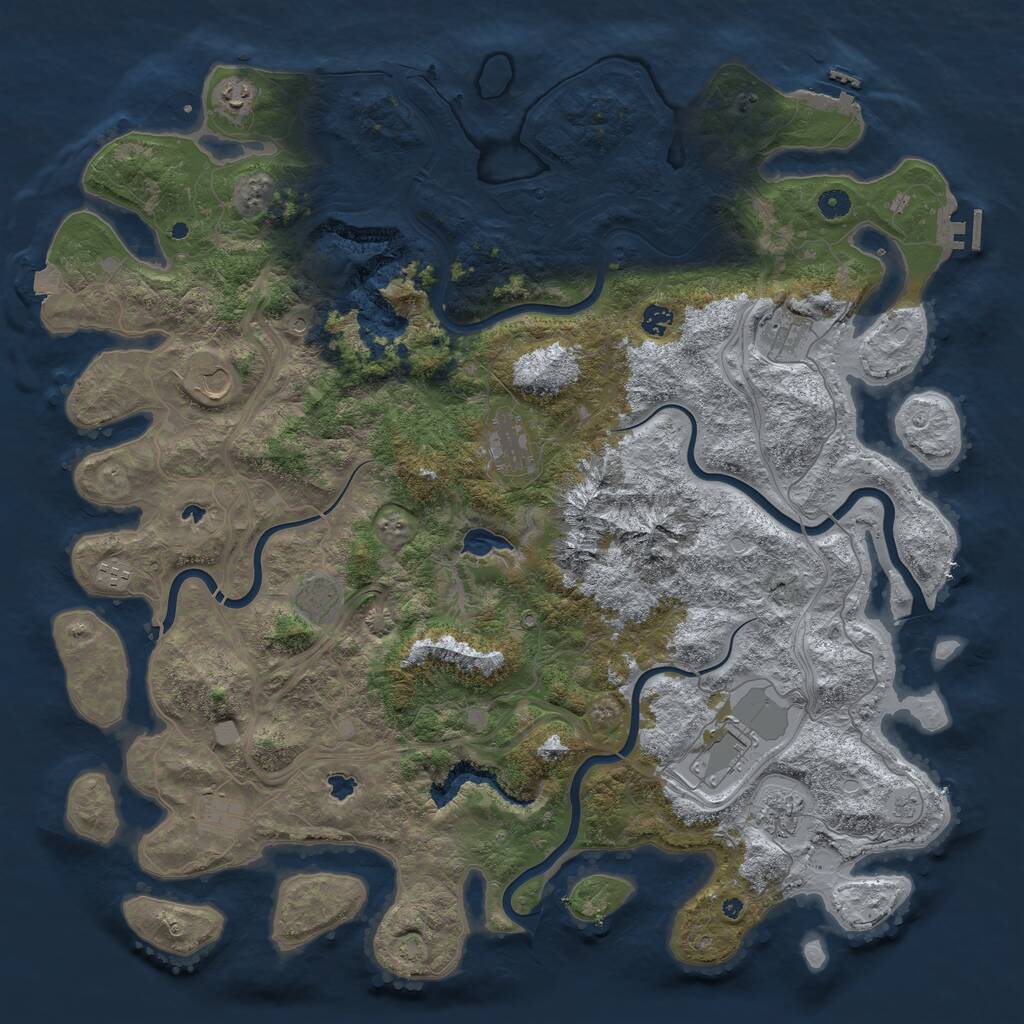 Rust Map: Procedural Map, Size: 5000, Seed: 1128937020, 16 Monuments