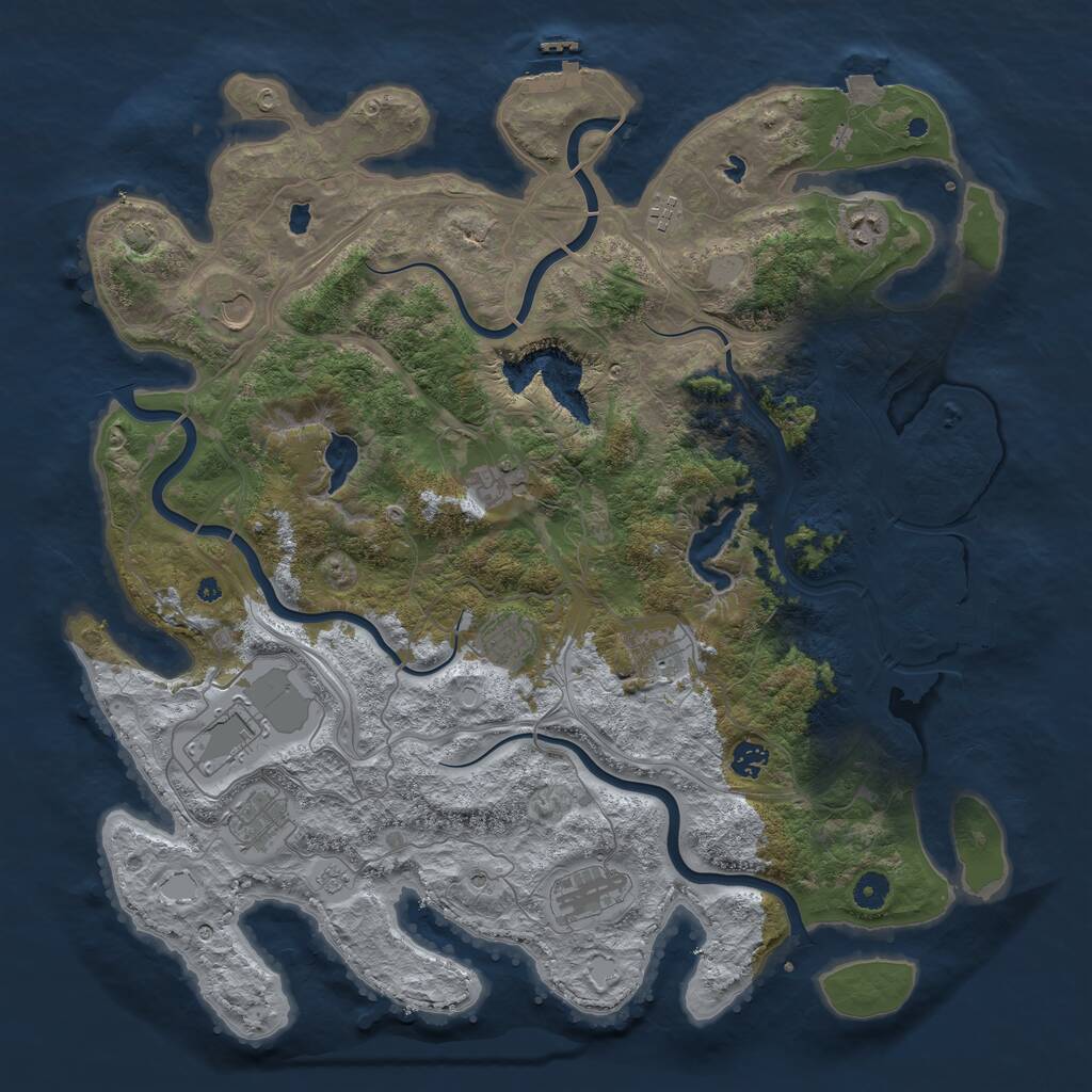 Rust Map: Procedural Map, Size: 4500, Seed: 716628740, 16 Monuments