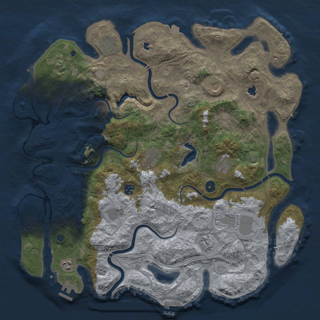 Rust Map: Procedural Map, Size: 4500, Seed: 769503796, 16 Monuments