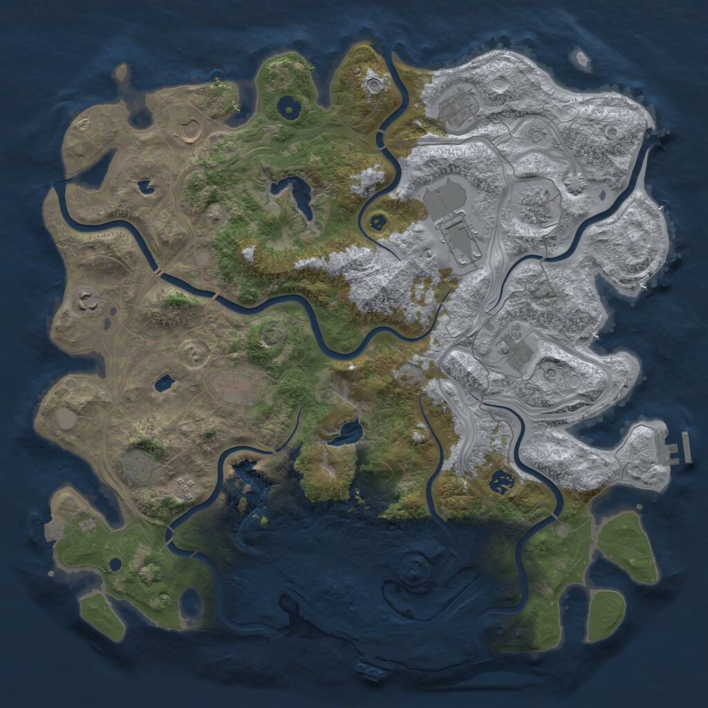 Rust Map: Procedural Map, Size: 4500, Seed: 2007697022, 16 Monuments