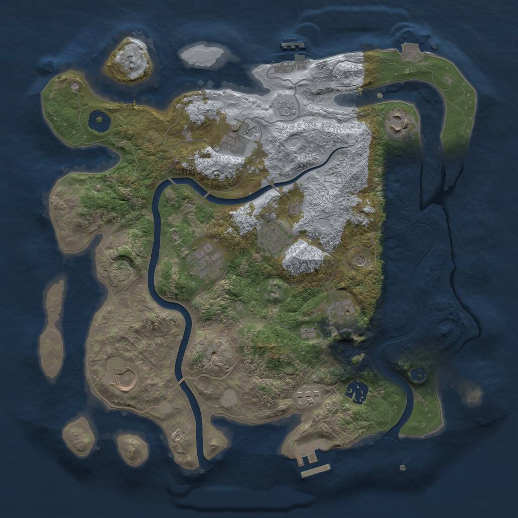 Rust Map: Procedural Map, Size: 3500, Seed: 307191428, 14 Monuments
