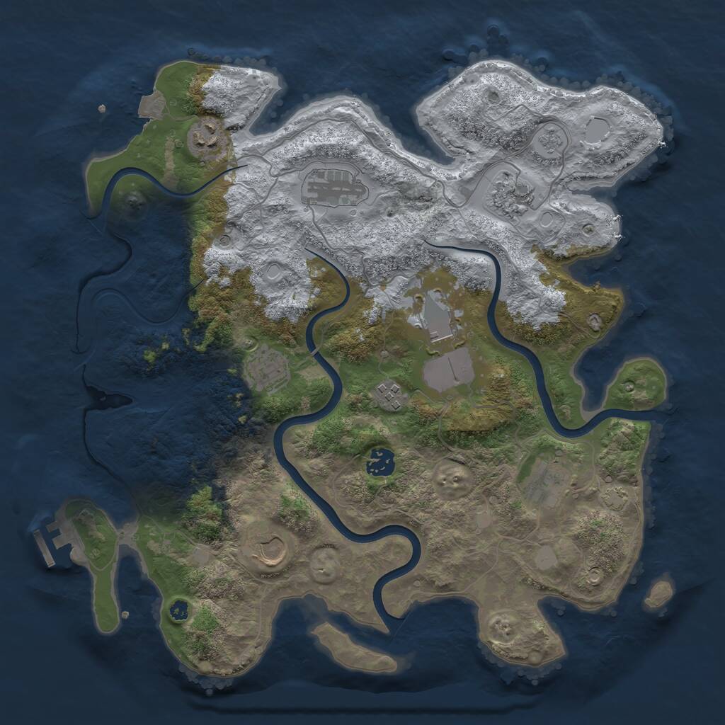 Rust Map: Procedural Map, Size: 3750, Seed: 875979082, 14 Monuments