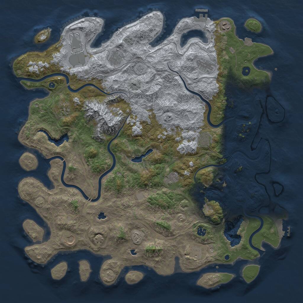 Rust Map: Procedural Map, Size: 5000, Seed: 1324096423, 17 Monuments