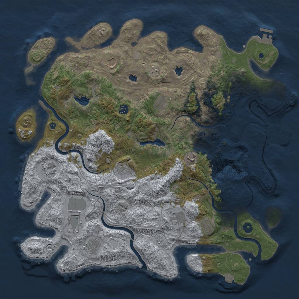 Rust Map: Procedural Map, Size: 4500, Seed: 613528101, 17 Monuments