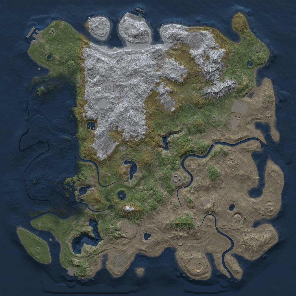 Rust Map: Procedural Map, Size: 5000, Seed: 52261112, 17 Monuments