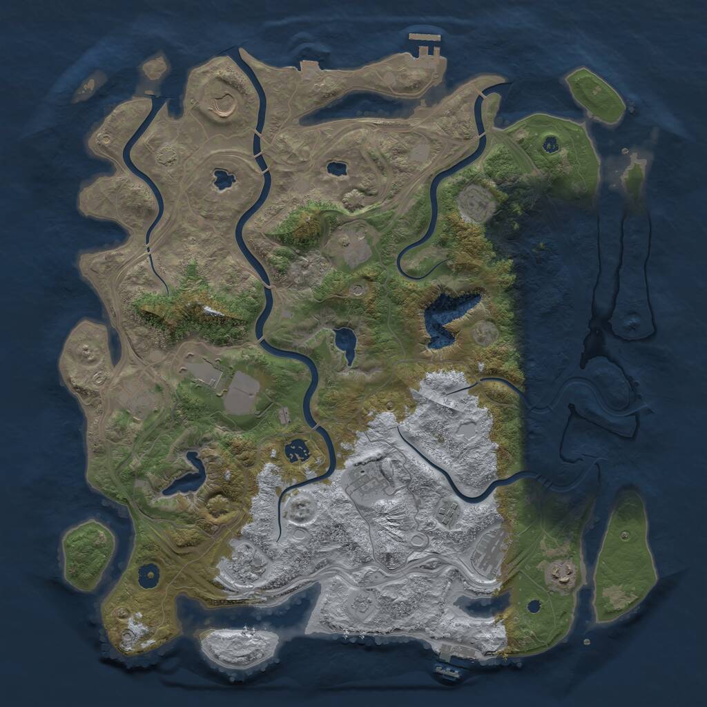 Rust Map: Procedural Map, Size: 4500, Seed: 552624372, 17 Monuments