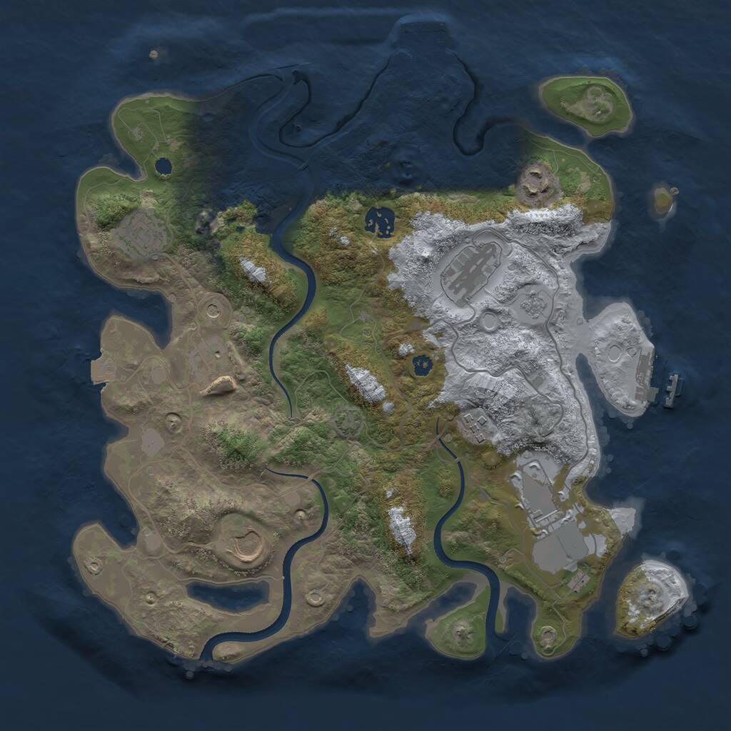 Rust Map: Procedural Map, Size: 3500, Seed: 46373496, 14 Monuments
