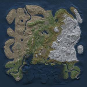 Thumbnail Rust Map: Procedural Map, Size: 4500, Seed: 1302807435, 17 Monuments