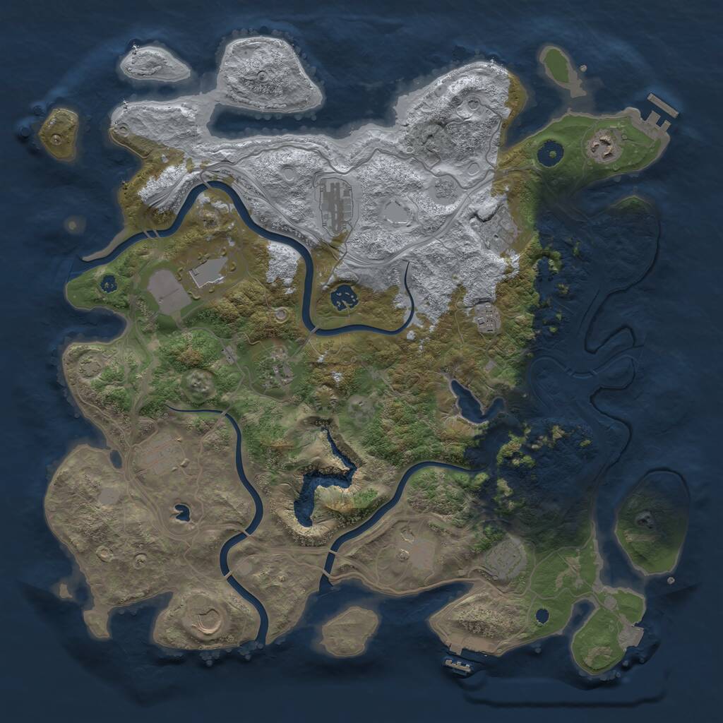 Rust Map: Procedural Map, Size: 4250, Seed: 1200867010, 17 Monuments