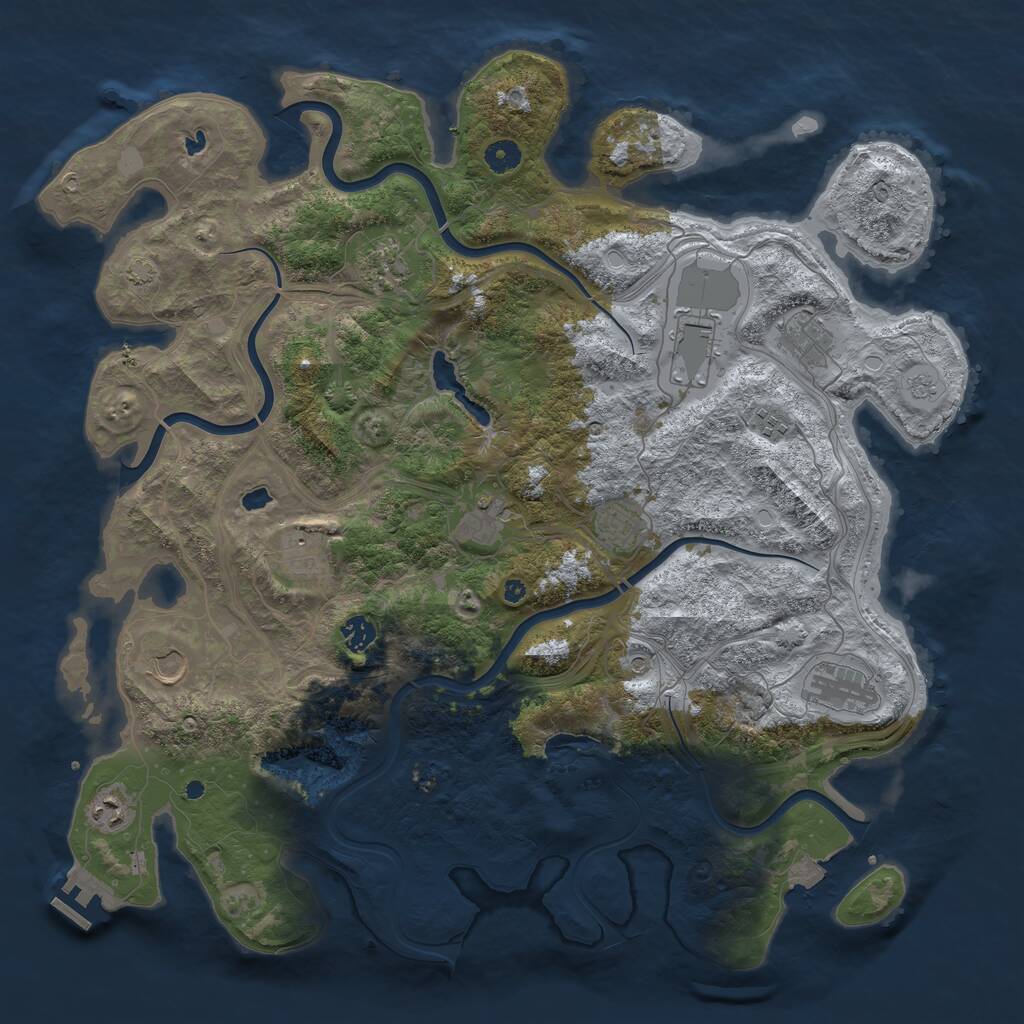 Rust Map: Procedural Map, Size: 4500, Seed: 43619140, 16 Monuments