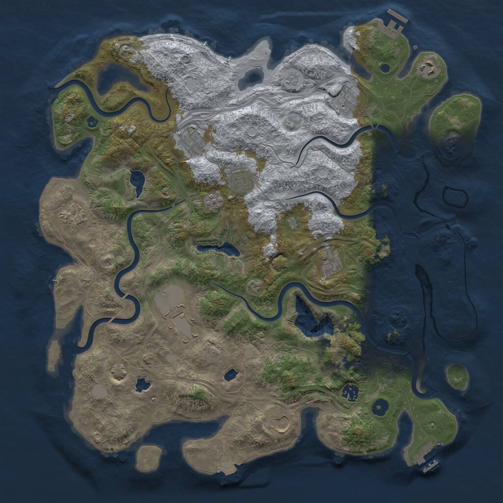 Rust Map: Procedural Map, Size: 4500, Seed: 39602275, 16 Monuments