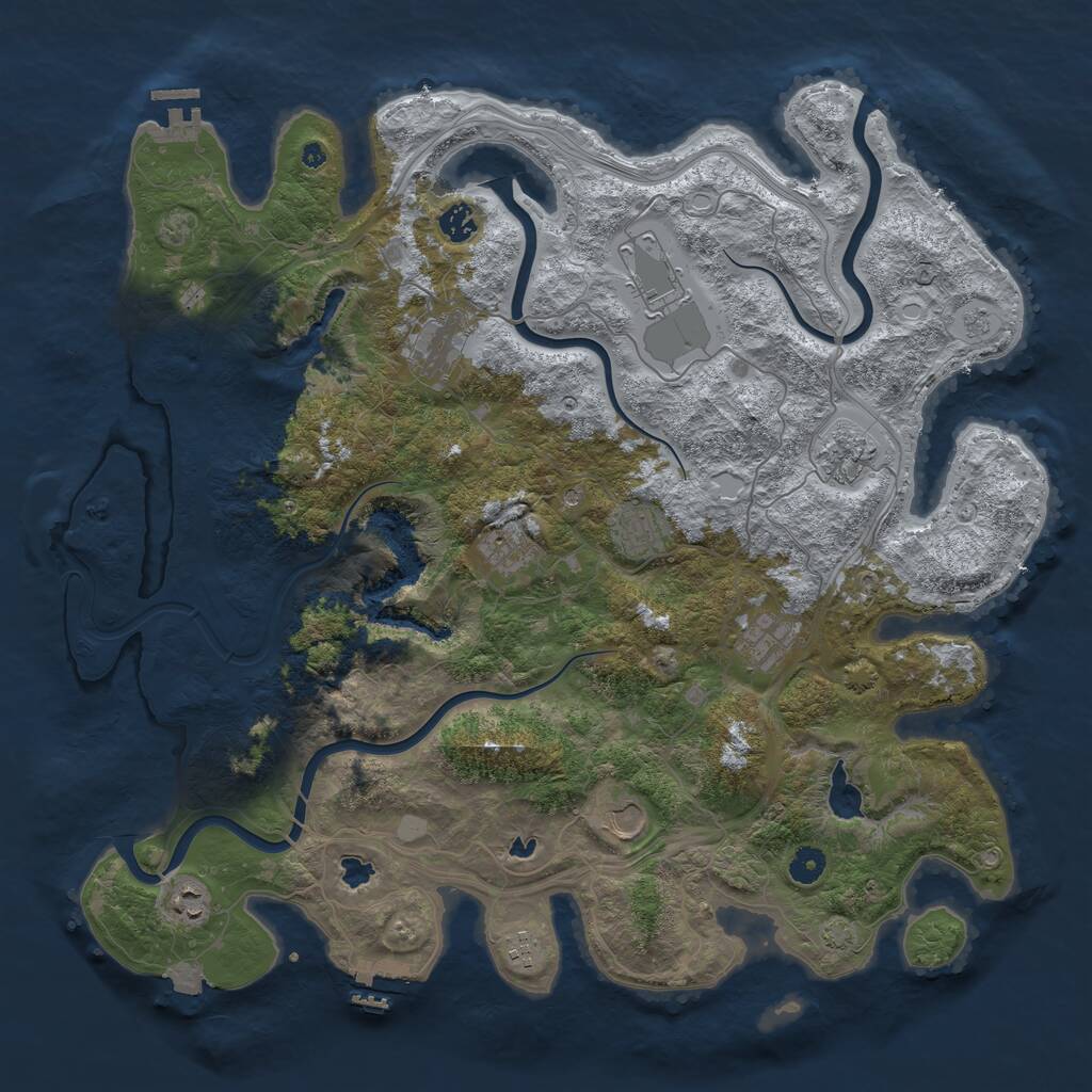 Rust Map: Procedural Map, Size: 4500, Seed: 423327918, 16 Monuments