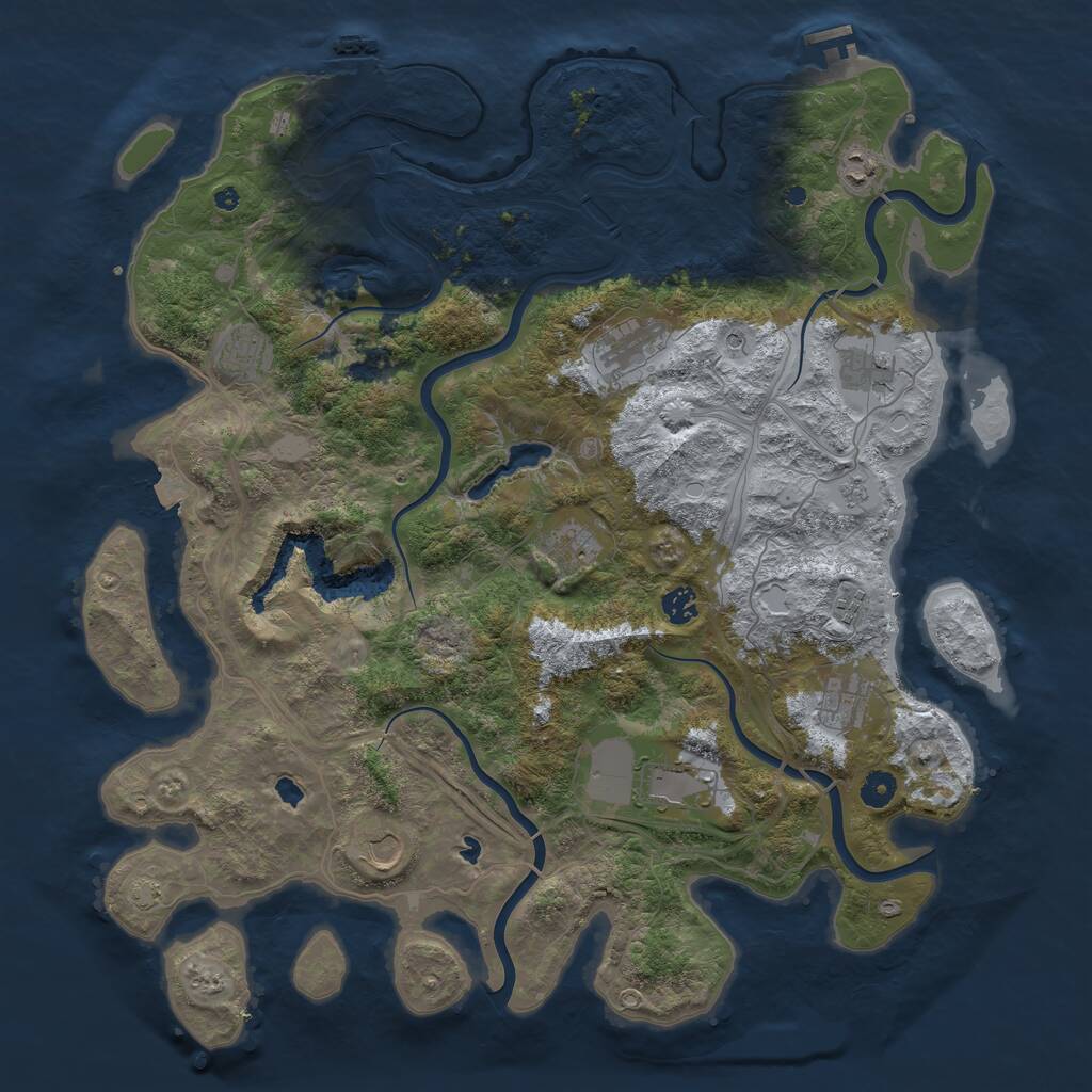 Rust Map: Procedural Map, Size: 4500, Seed: 143158427, 16 Monuments