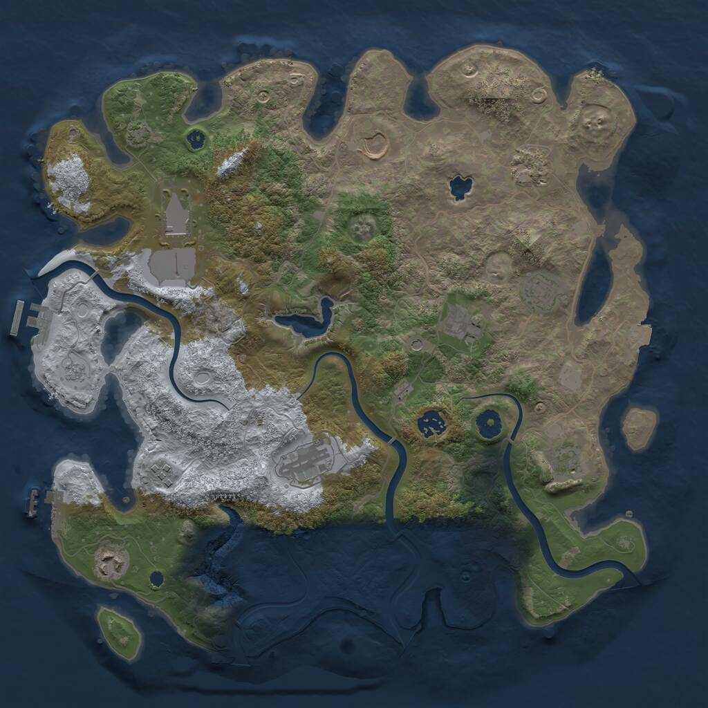 Rust Map: Procedural Map, Size: 4000, Seed: 1234897669, 16 Monuments