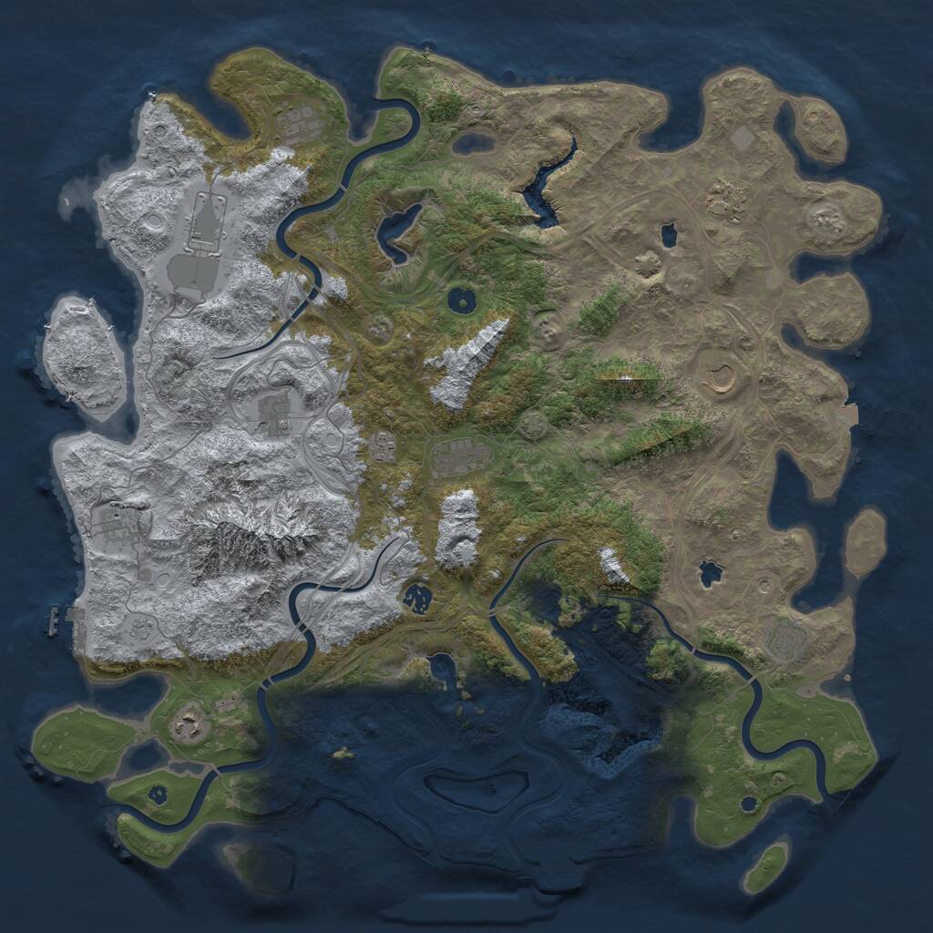 Rust Map: Procedural Map, Size: 5000, Seed: 47341321, 17 Monuments
