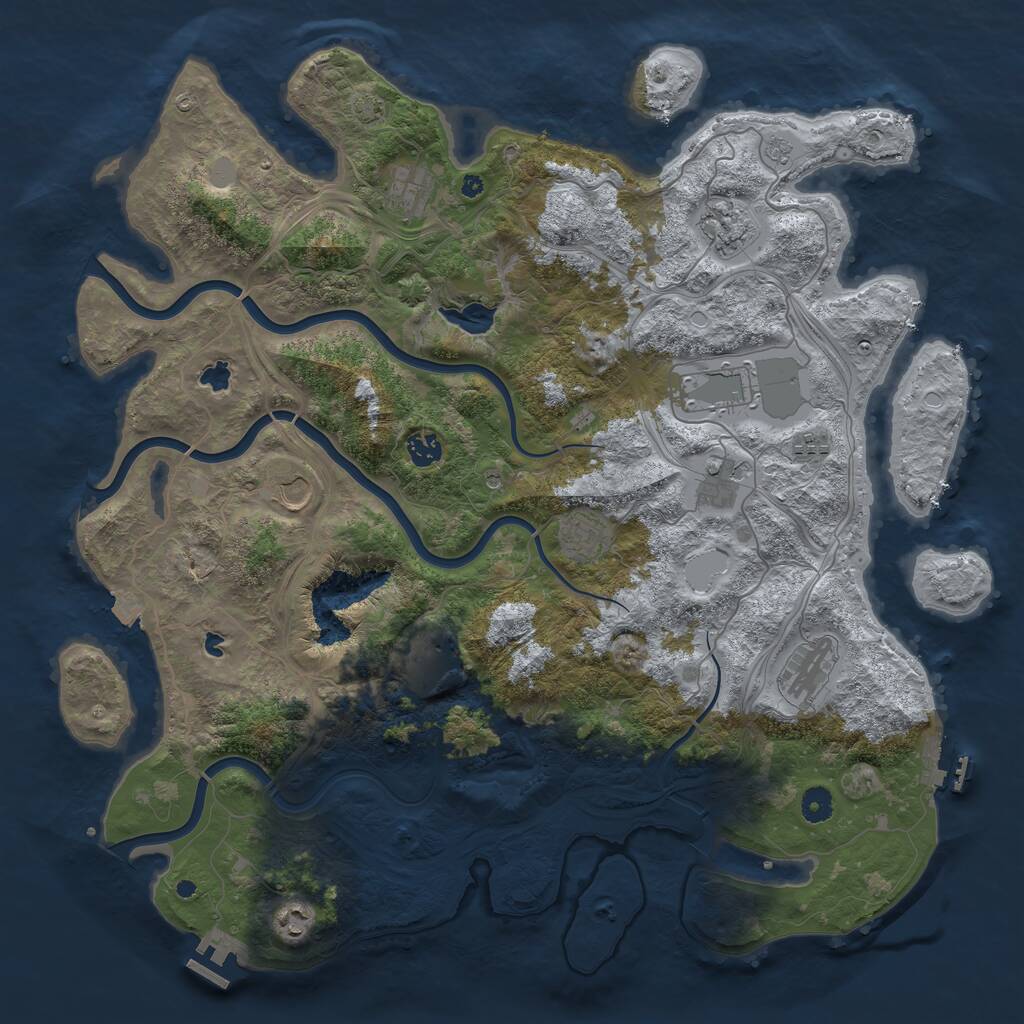 Rust Map: Procedural Map, Size: 4500, Seed: 523910059, 17 Monuments