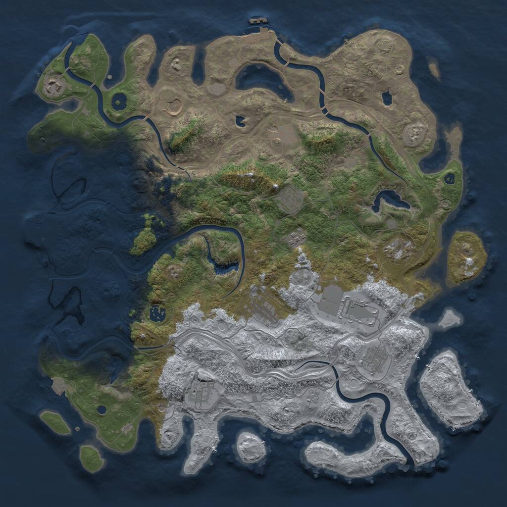 Rust Map: Procedural Map, Size: 4500, Seed: 207835647, 17 Monuments