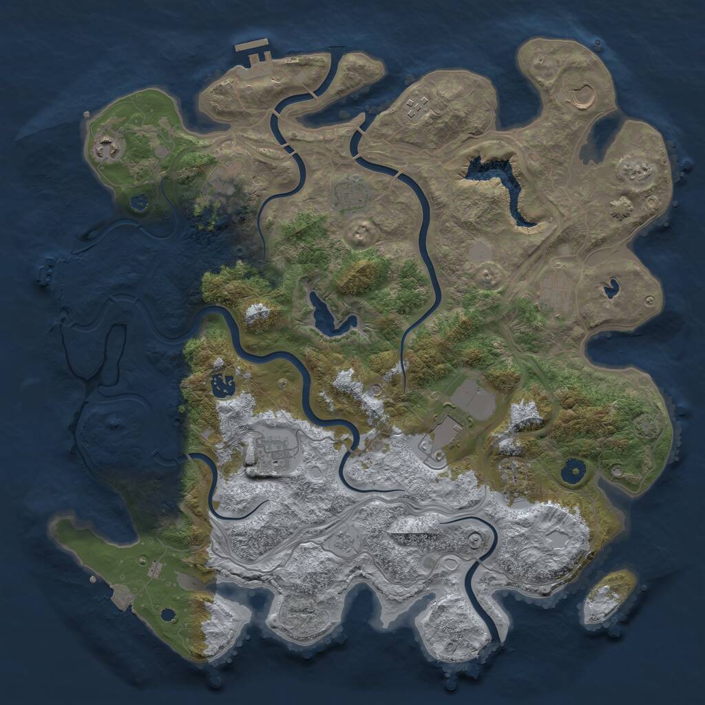 Rust Map: Procedural Map, Size: 4250, Seed: 957631141, 16 Monuments