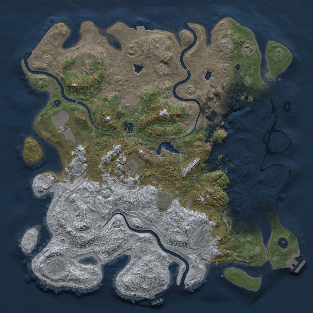 Rust Map: Procedural Map, Size: 4500, Seed: 180783453, 16 Monuments