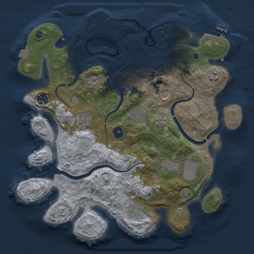 Rust Map: Procedural Map, Size: 3500, Seed: 1572782251, 14 Monuments