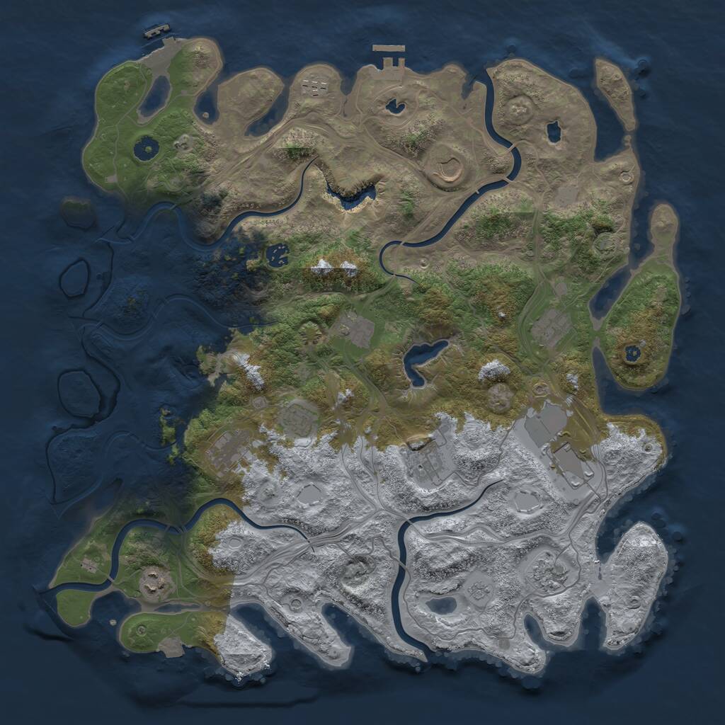 Rust Map: Procedural Map, Size: 4500, Seed: 389165184, 17 Monuments
