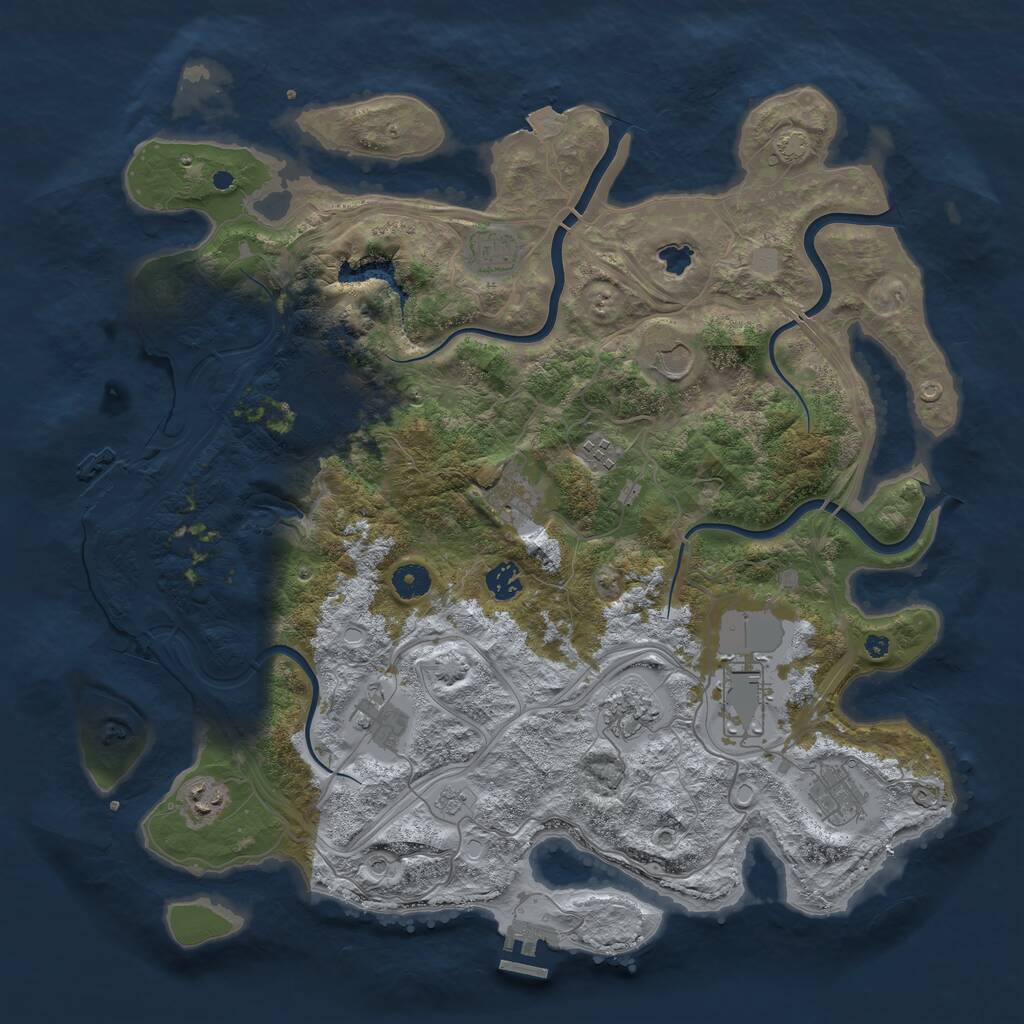 Rust Map: Procedural Map, Size: 4250, Seed: 1854166087, 17 Monuments