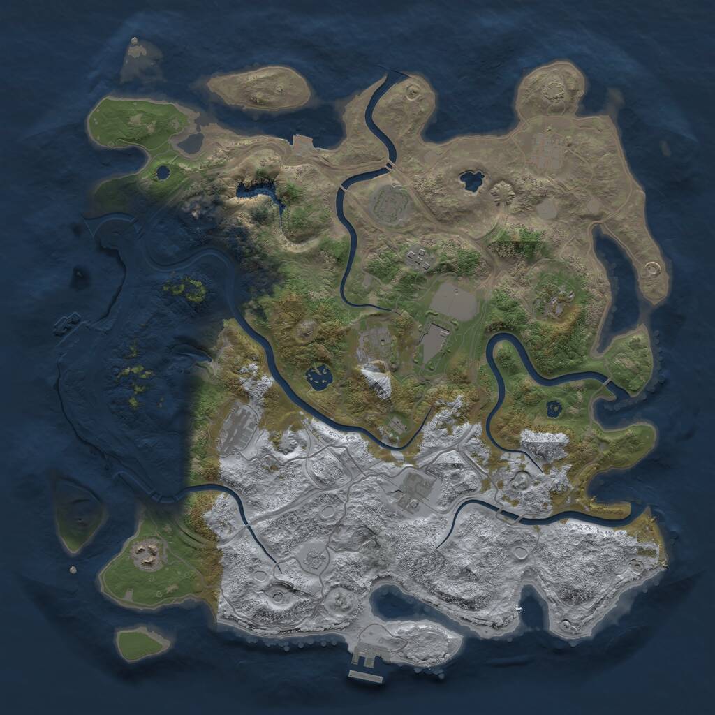 Rust Map: Procedural Map, Size: 4250, Seed: 1854166087, 16 Monuments