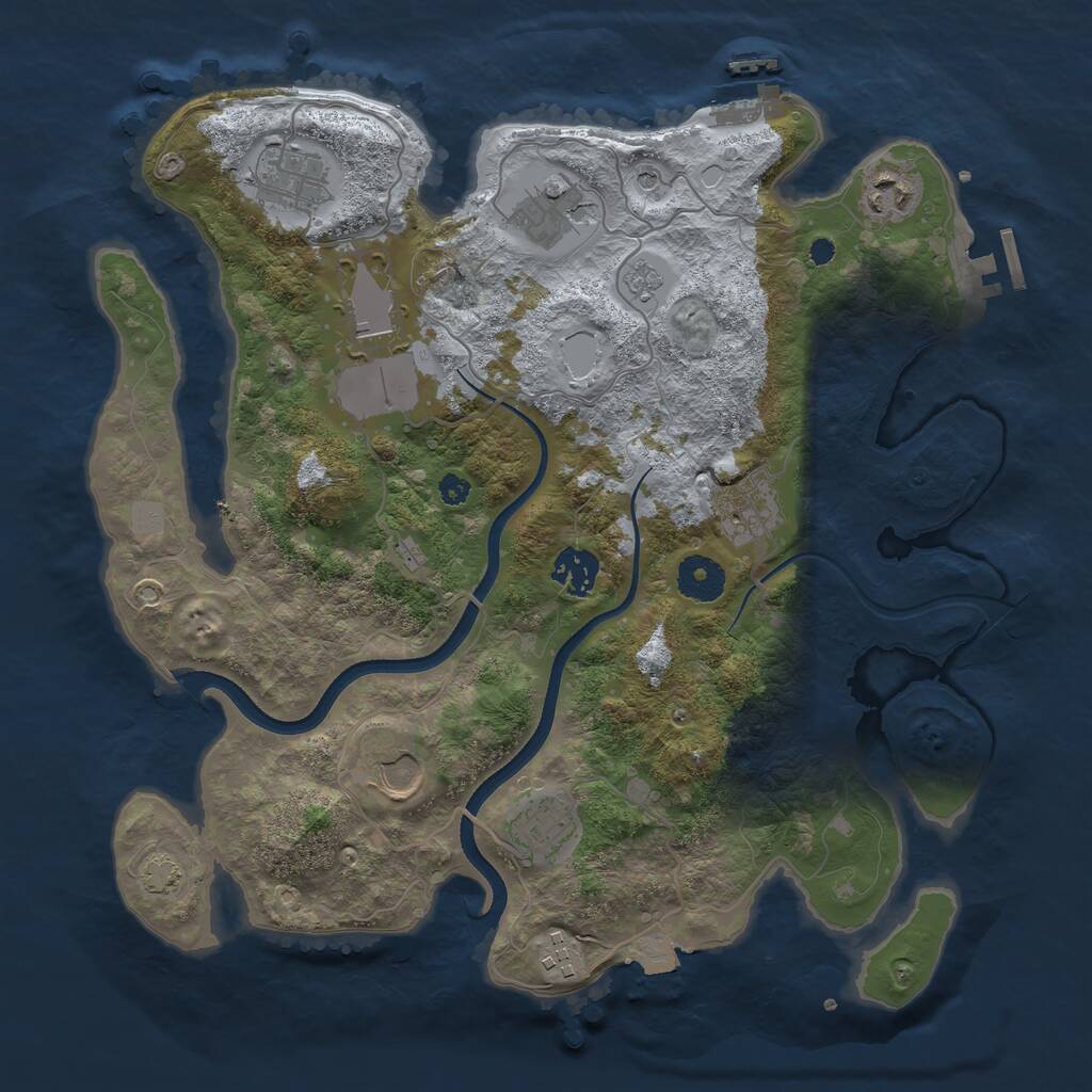 Rust Map: Procedural Map, Size: 3500, Seed: 286593586, 15 Monuments