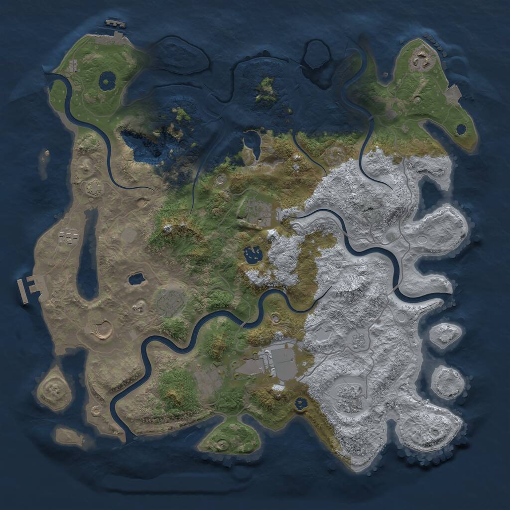 Rust Map: Procedural Map, Size: 4096, Seed: 1052025, 15 Monuments