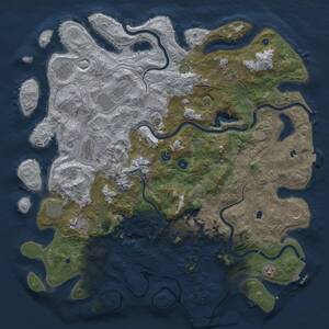Thumbnail Rust Map: Procedural Map, Size: 5000, Seed: 18709, 17 Monuments