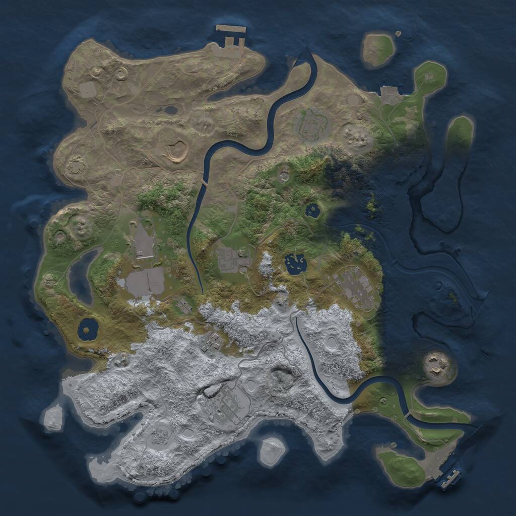Rust Map: Procedural Map, Size: 3500, Seed: 814147434, 15 Monuments