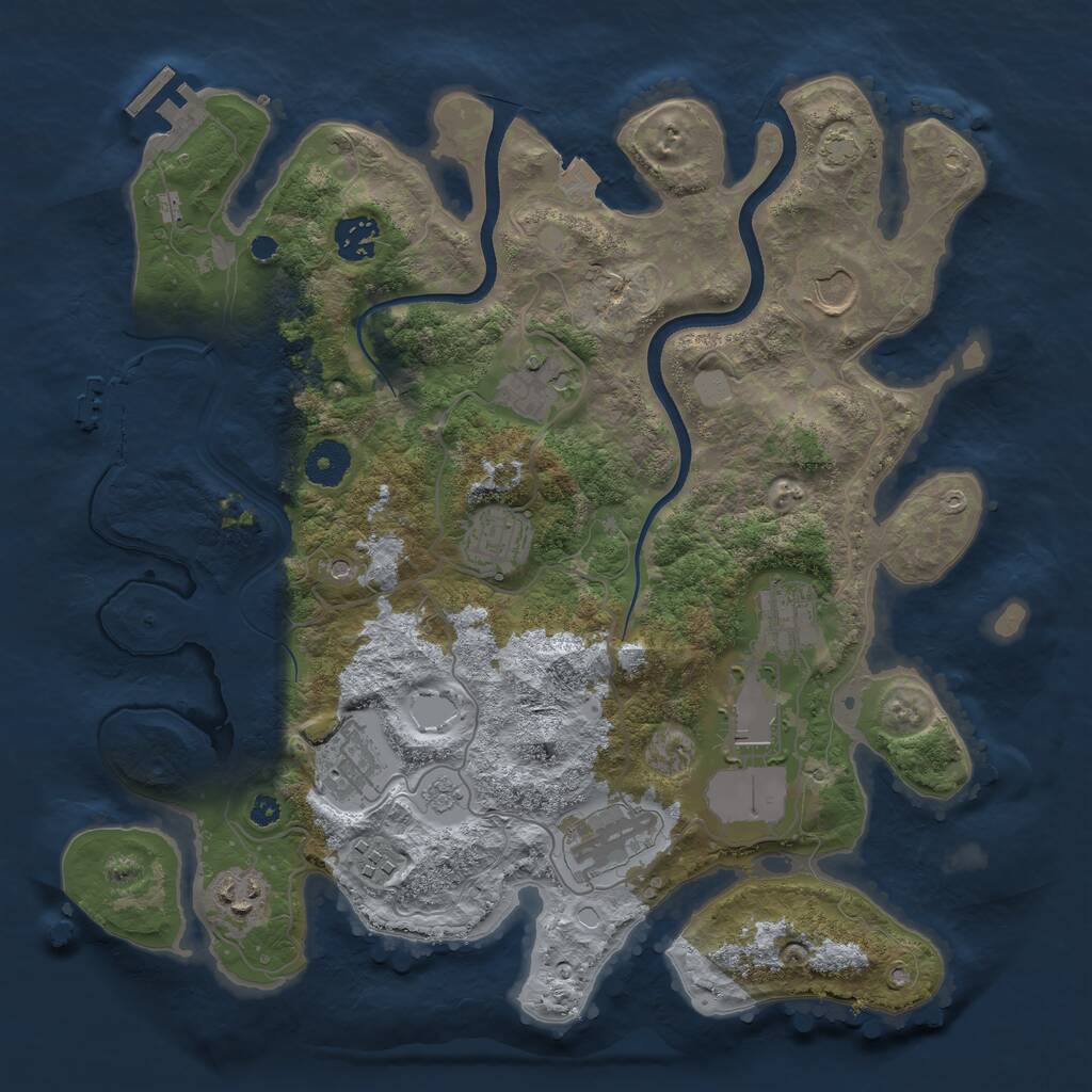 Rust Map: Procedural Map, Size: 3600, Seed: 928389105, 16 Monuments