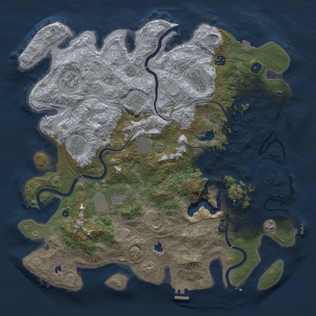Rust Map: Procedural Map, Size: 4500, Seed: 404609349, 16 Monuments