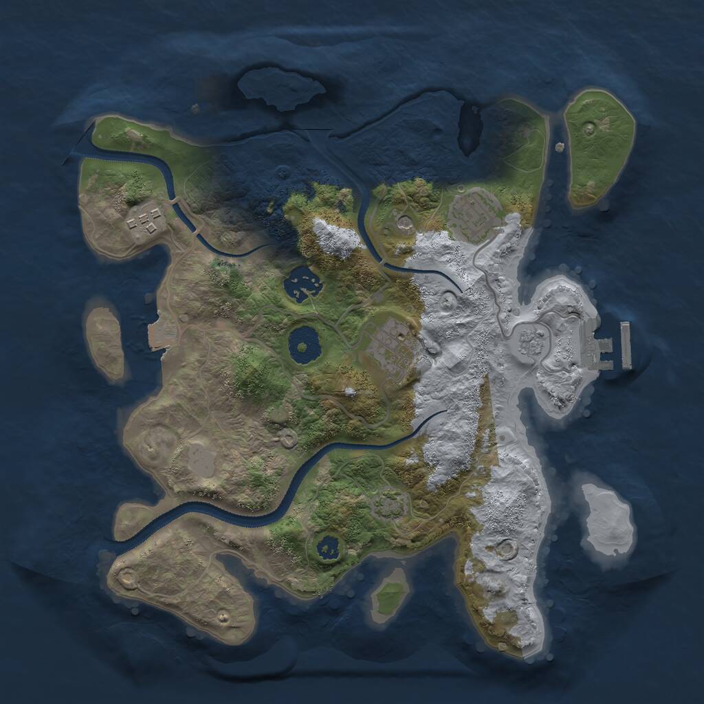 Rust Map: Procedural Map, Size: 3000, Seed: 1017781756, 9 Monuments