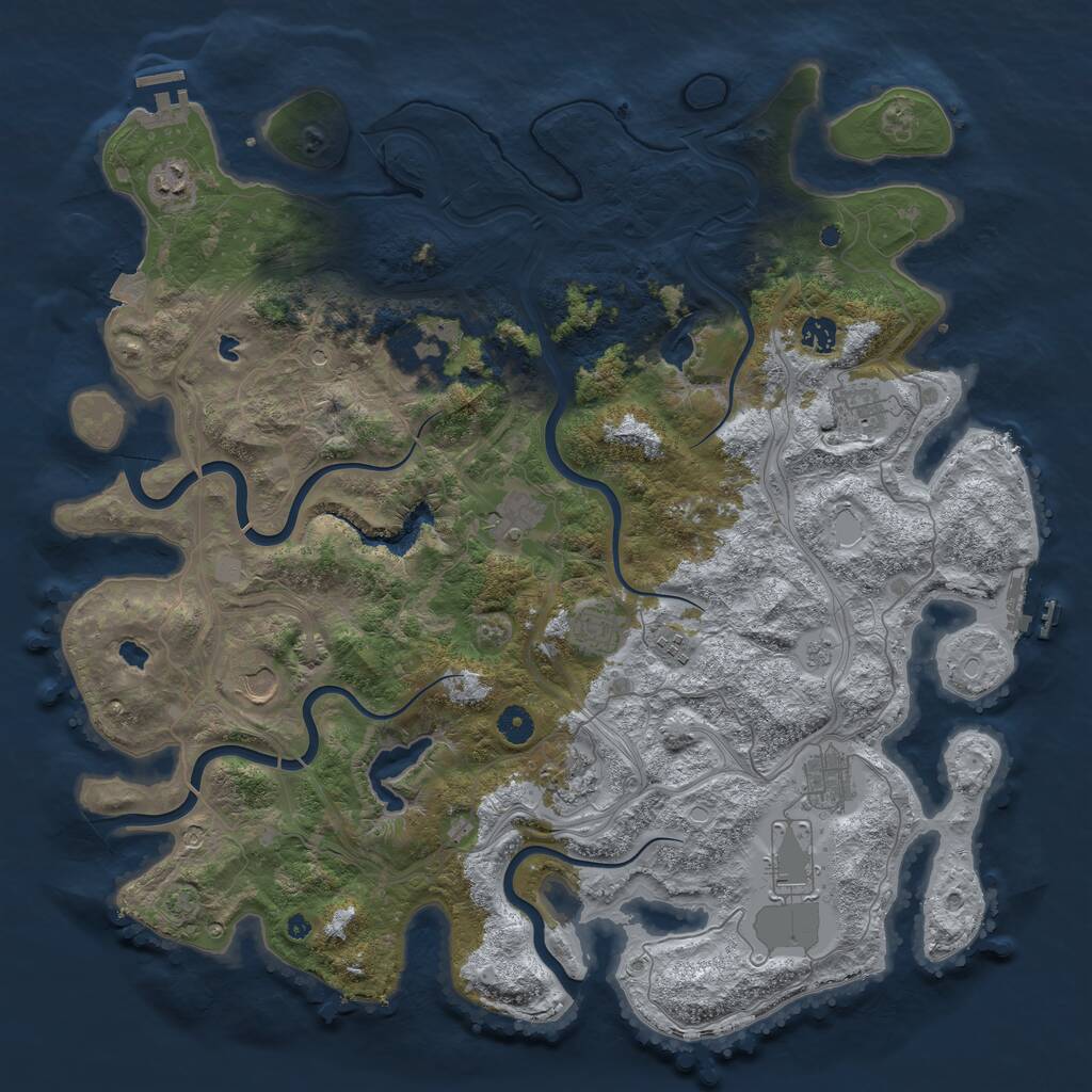 Rust Map: Procedural Map, Size: 4500, Seed: 63754999, 17 Monuments