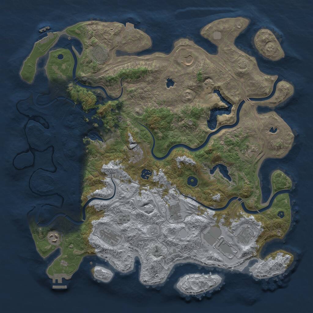 Rust Map: Procedural Map, Size: 4500, Seed: 933472503, 17 Monuments